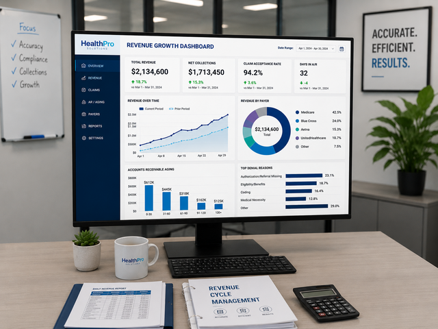 Medical coding professional working on billing software for faster reimbursements